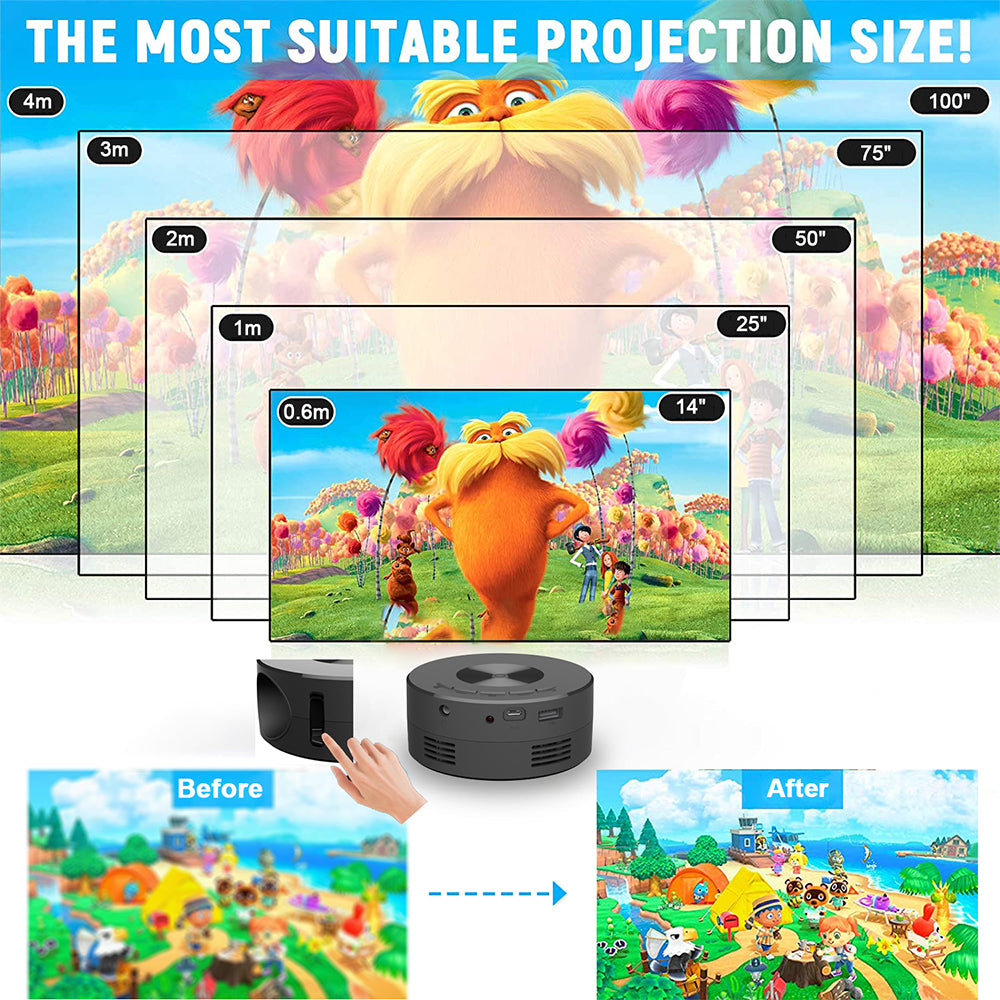 YT200 Home Projector Low Noise LCD Mini Portable Children'S Wireless Mobile Phone Same Screen Projection