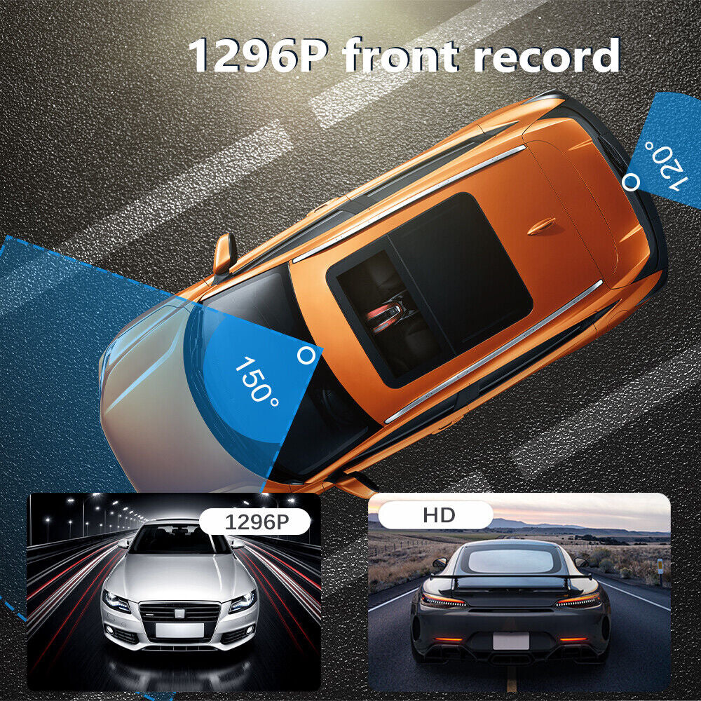 Car Camera Recorder Dual Front and Rear HD 1080P Dash Cam Night Vision