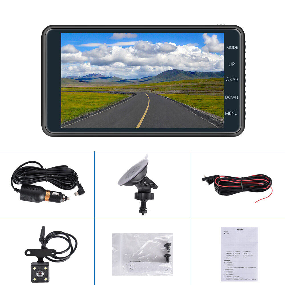 Car Camera Recorder Dual Front and Rear HD 1080P Dash Cam Night Vision