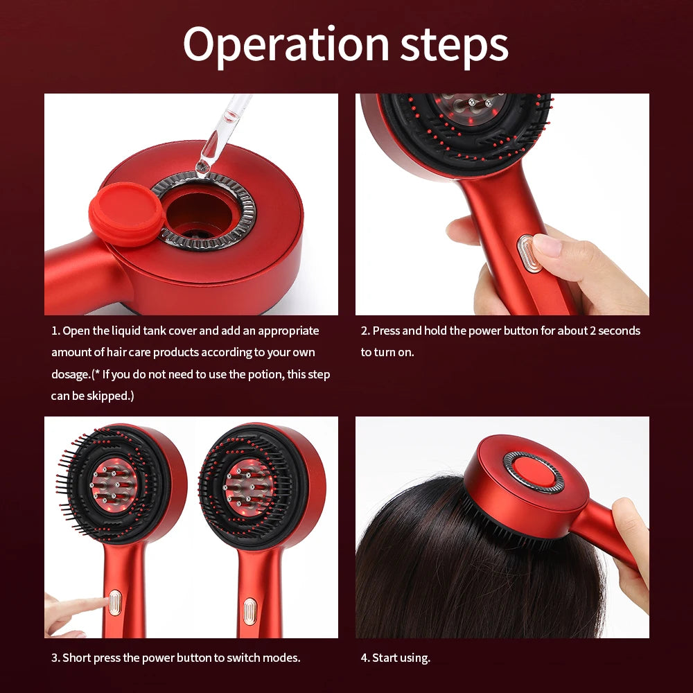 Techzzy Hair Growth Massage Comb – Electric Scalp Massager with Vibration & Red Light Therapy