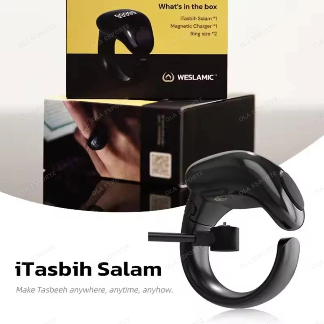 Techzzy Smart Tasbeeh Zikr Ring | Digital Islamic Prayer Counter, Waterproof, Rechargeable, Muslim Dhikr Reminder