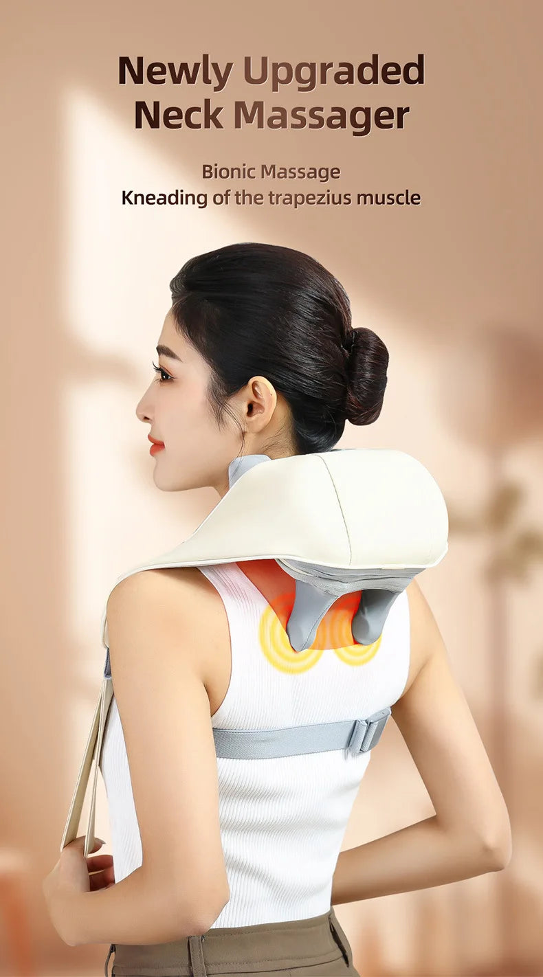 Techzzy Deep Tissue 6D Shiatsu Neck & Shoulder Massager – Heat & Cordless Design