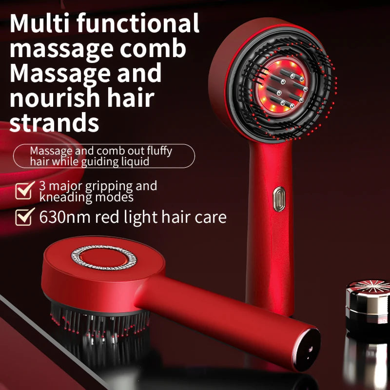 Techzzy Hair Growth Massage Comb – Electric Scalp Massager with Vibration & Red Light Therapy