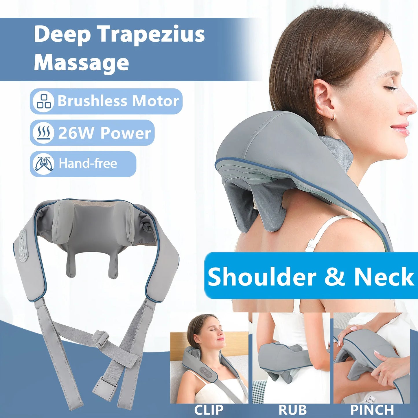 Techzzy Deep Tissue 6D Shiatsu Neck & Shoulder Massager – Heat & Cordless Design