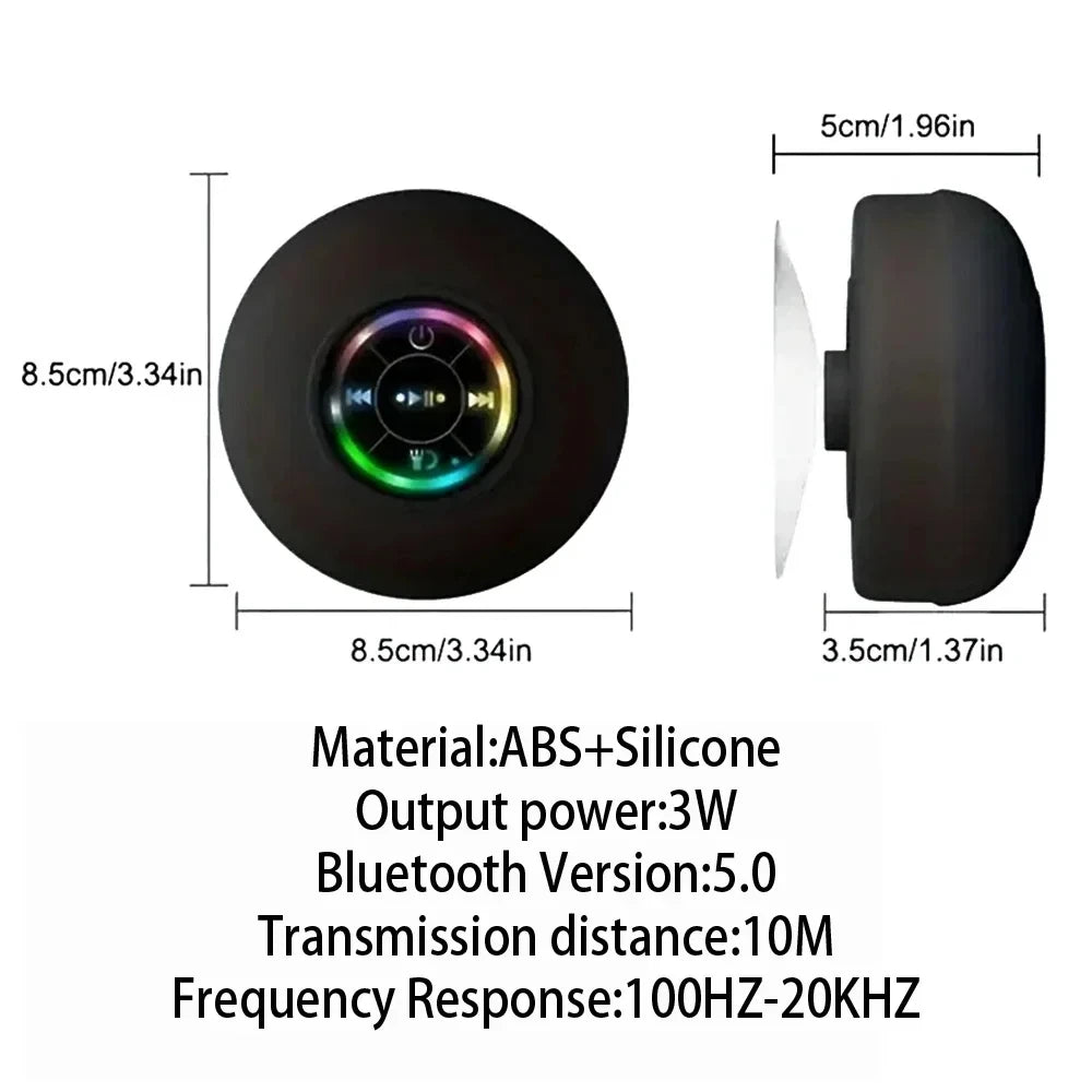 Techzzy Mini Wireless Bluetooth Speaker – Waterproof IPX4 LED Stereo for Outdoor & Bathroom Use