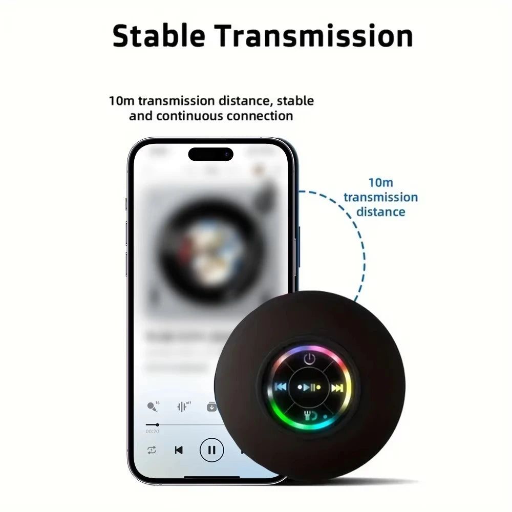 Techzzy Mini Wireless Bluetooth Speaker – Waterproof IPX4 LED Stereo for Outdoor & Bathroom Use