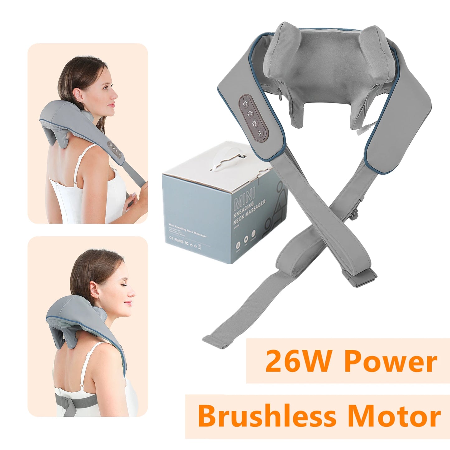 Techzzy Deep Tissue 6D Shiatsu Neck & Shoulder Massager – Heat & Cordless Design