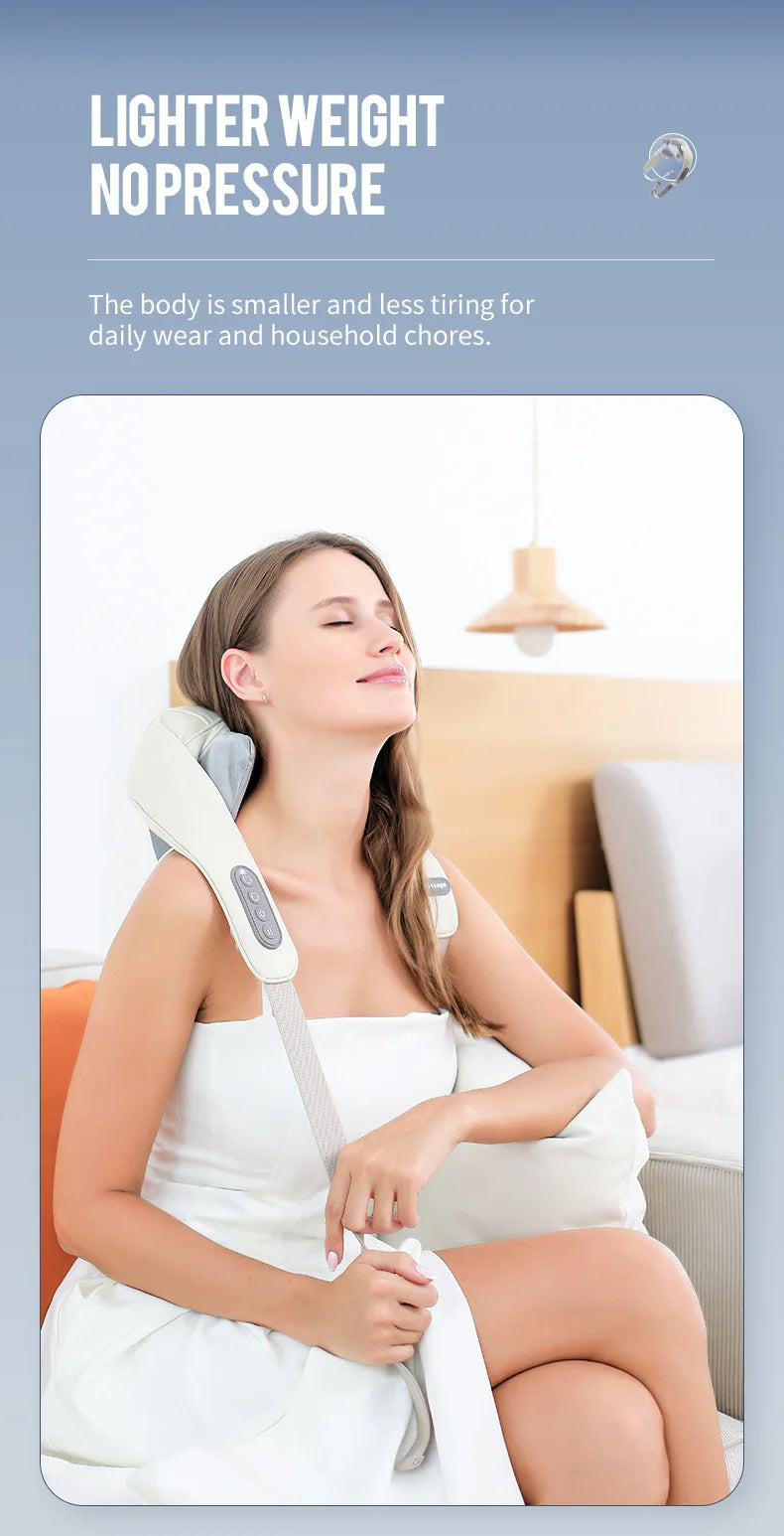 Techzzy Deep Tissue 6D Shiatsu Neck & Shoulder Massager – Heat & Cordless Design