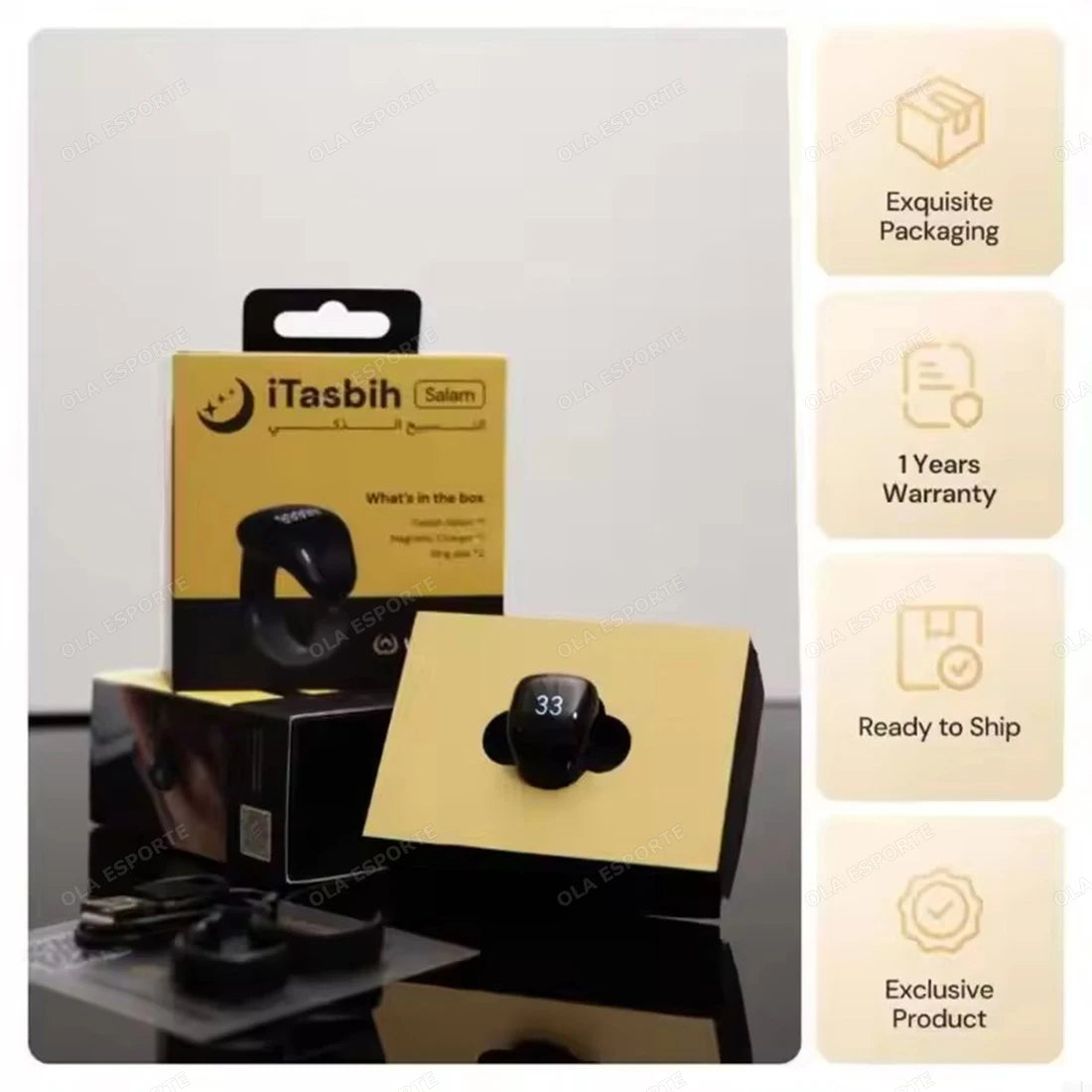 Techzzy Smart Tasbeeh Zikr Ring | Digital Islamic Prayer Counter, Waterproof, Rechargeable, Muslim Dhikr Reminder