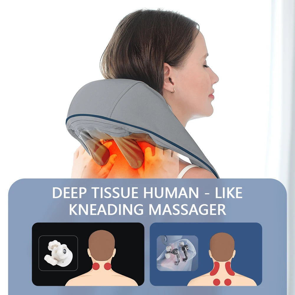 Techzzy Deep Tissue 6D Shiatsu Neck & Shoulder Massager – Heat & Cordless Design