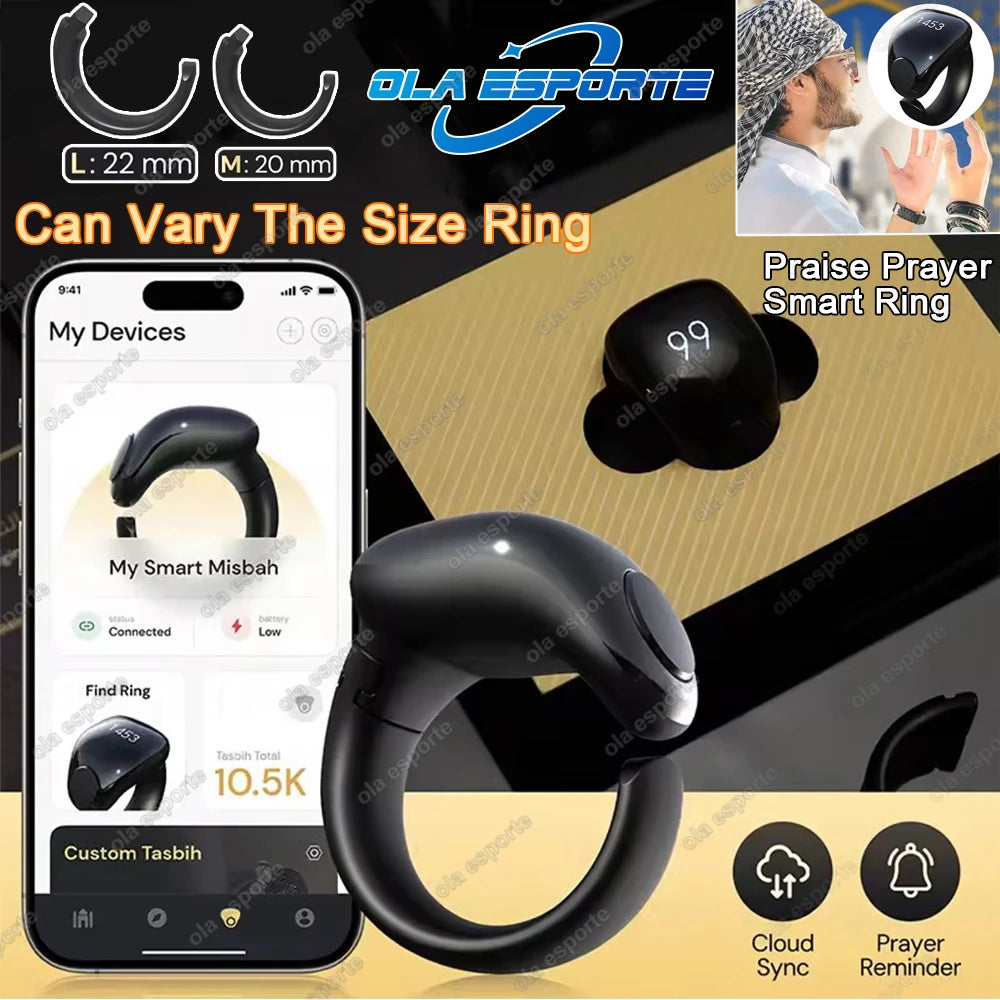 Techzzy Smart Tasbeeh Zikr Ring | Digital Islamic Prayer Counter, Waterproof, Rechargeable, Muslim Dhikr Reminder