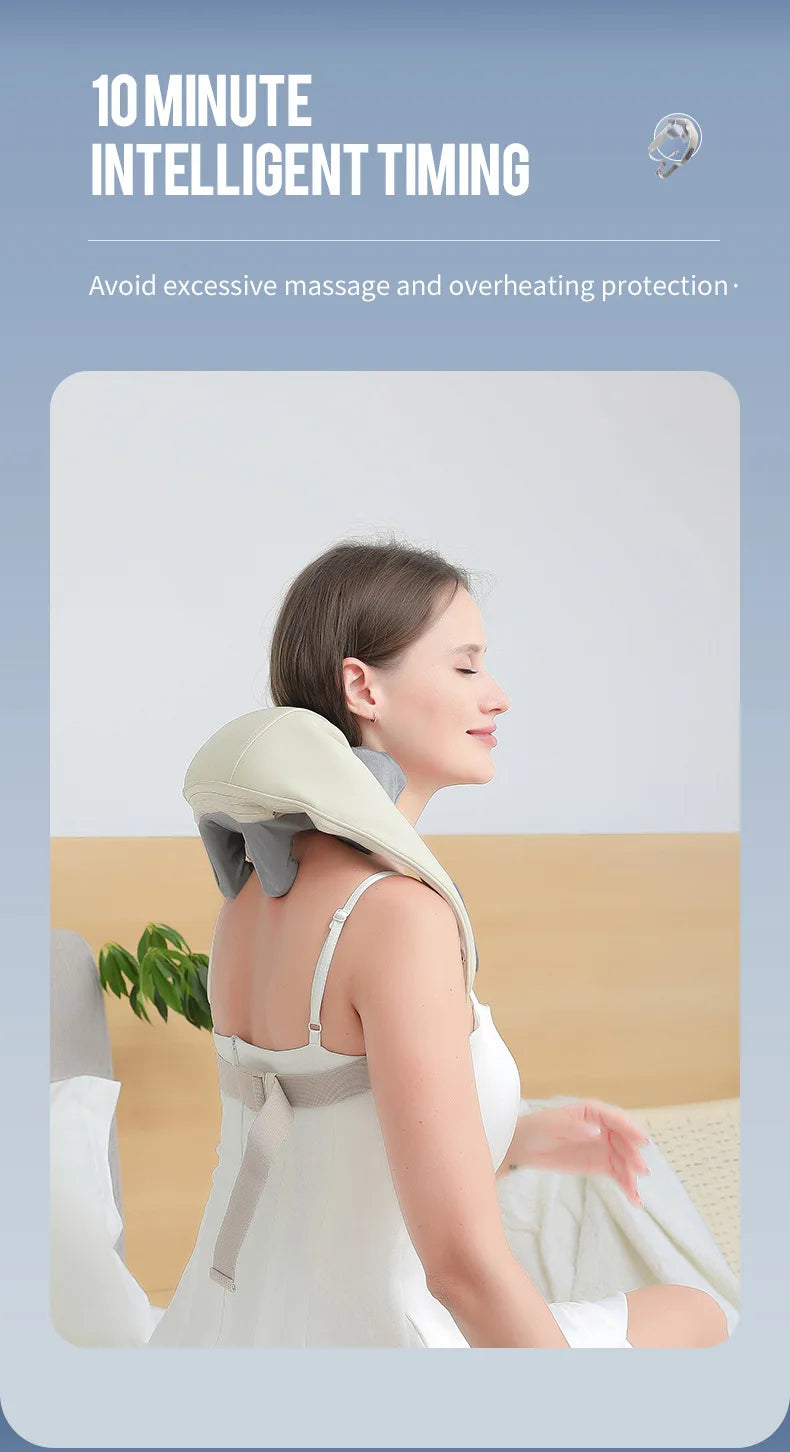 Techzzy Deep Tissue 6D Shiatsu Neck & Shoulder Massager – Heat & Cordless Design