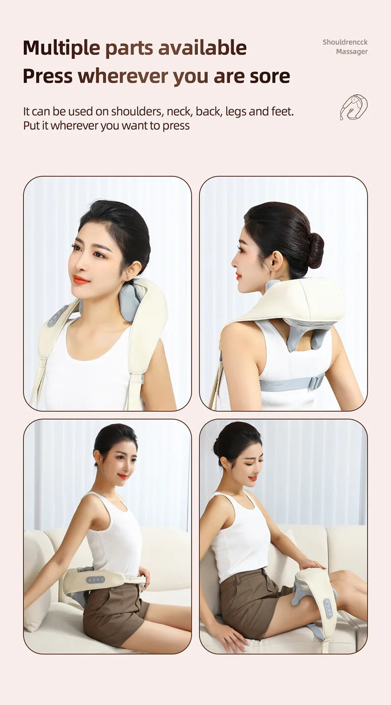 Techzzy Deep Tissue 6D Shiatsu Neck & Shoulder Massager – Heat & Cordless Design