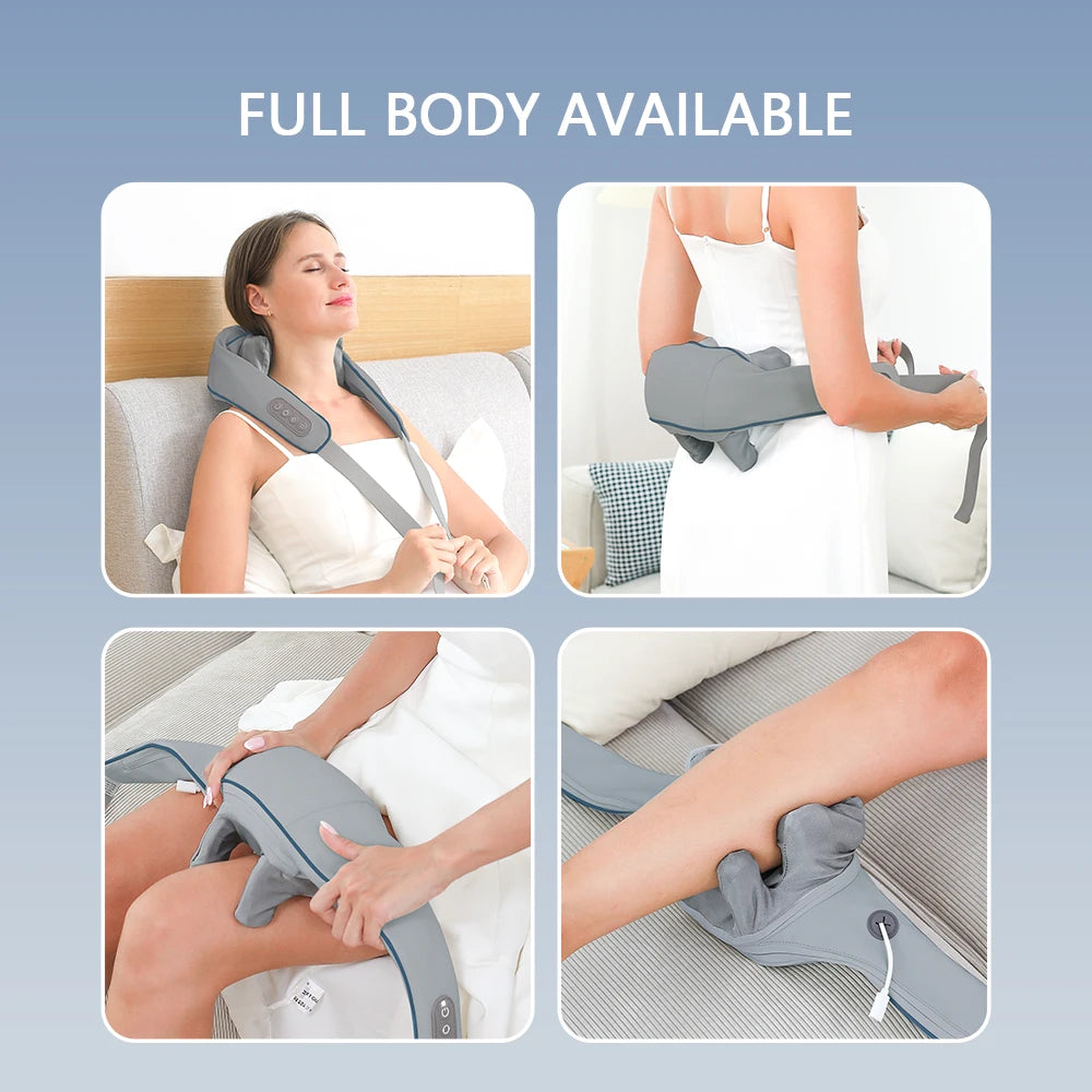 Techzzy Deep Tissue 6D Shiatsu Neck & Shoulder Massager – Heat & Cordless Design