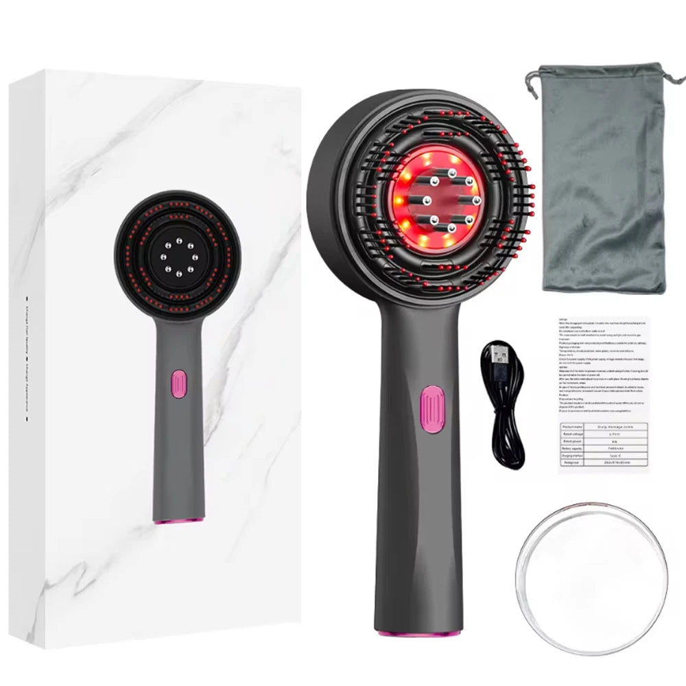 Techzzy Hair Growth Massage Comb – Electric Scalp Massager with Vibration & Red Light Therapy