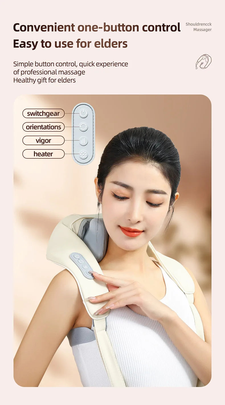 Techzzy Deep Tissue 6D Shiatsu Neck & Shoulder Massager – Heat & Cordless Design