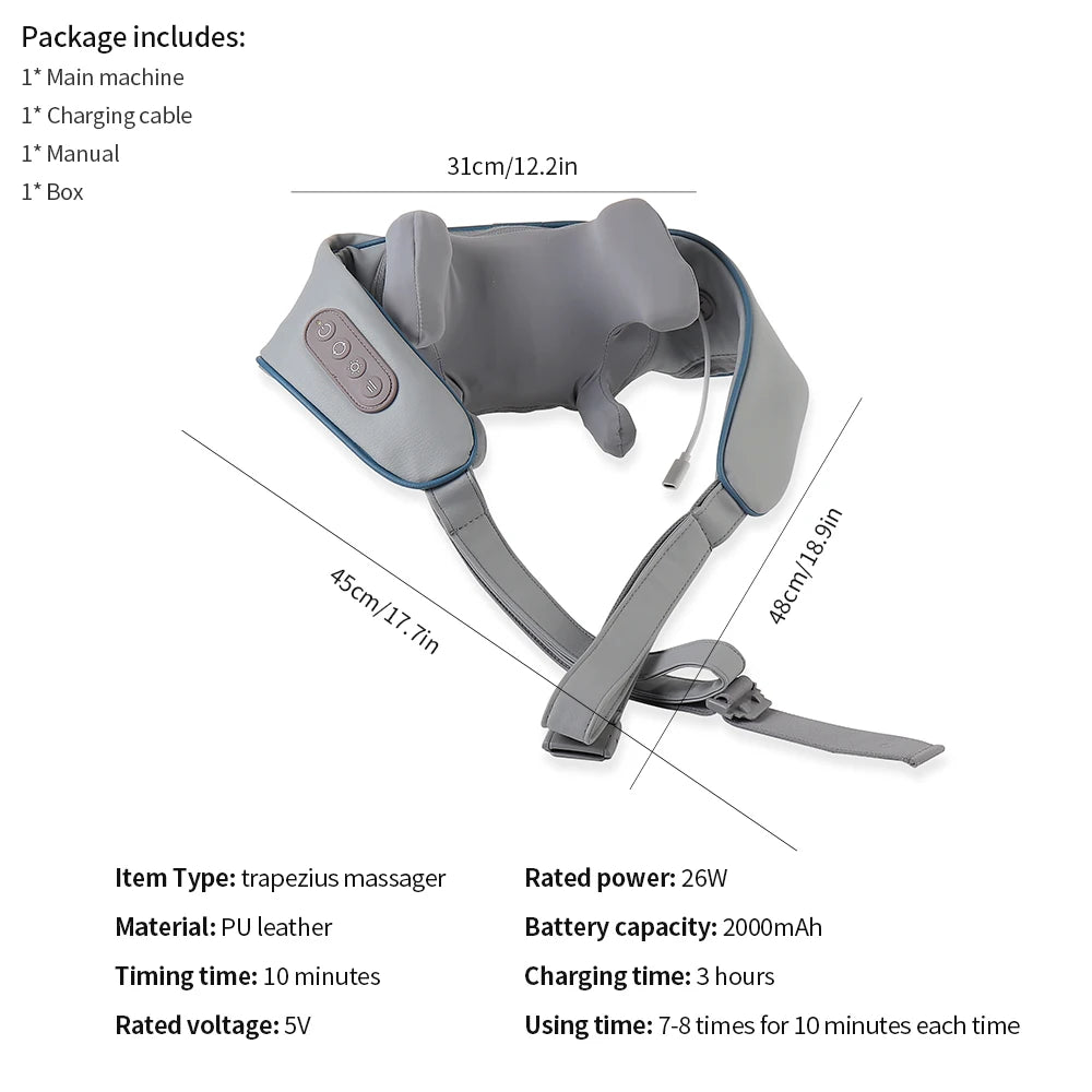 Techzzy Deep Tissue 6D Shiatsu Neck & Shoulder Massager – Heat & Cordless Design