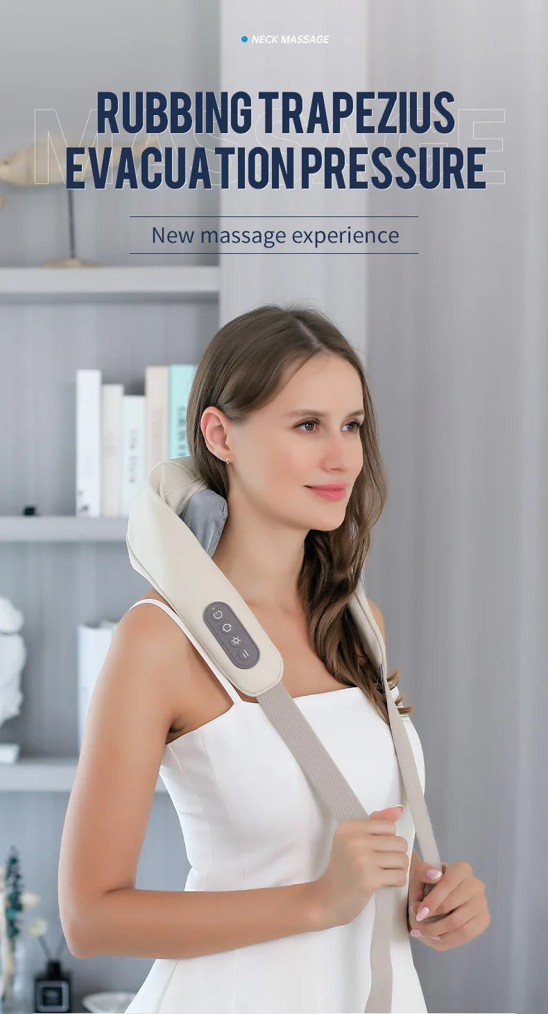 Techzzy Deep Tissue 6D Shiatsu Neck & Shoulder Massager – Heat & Cordless Design