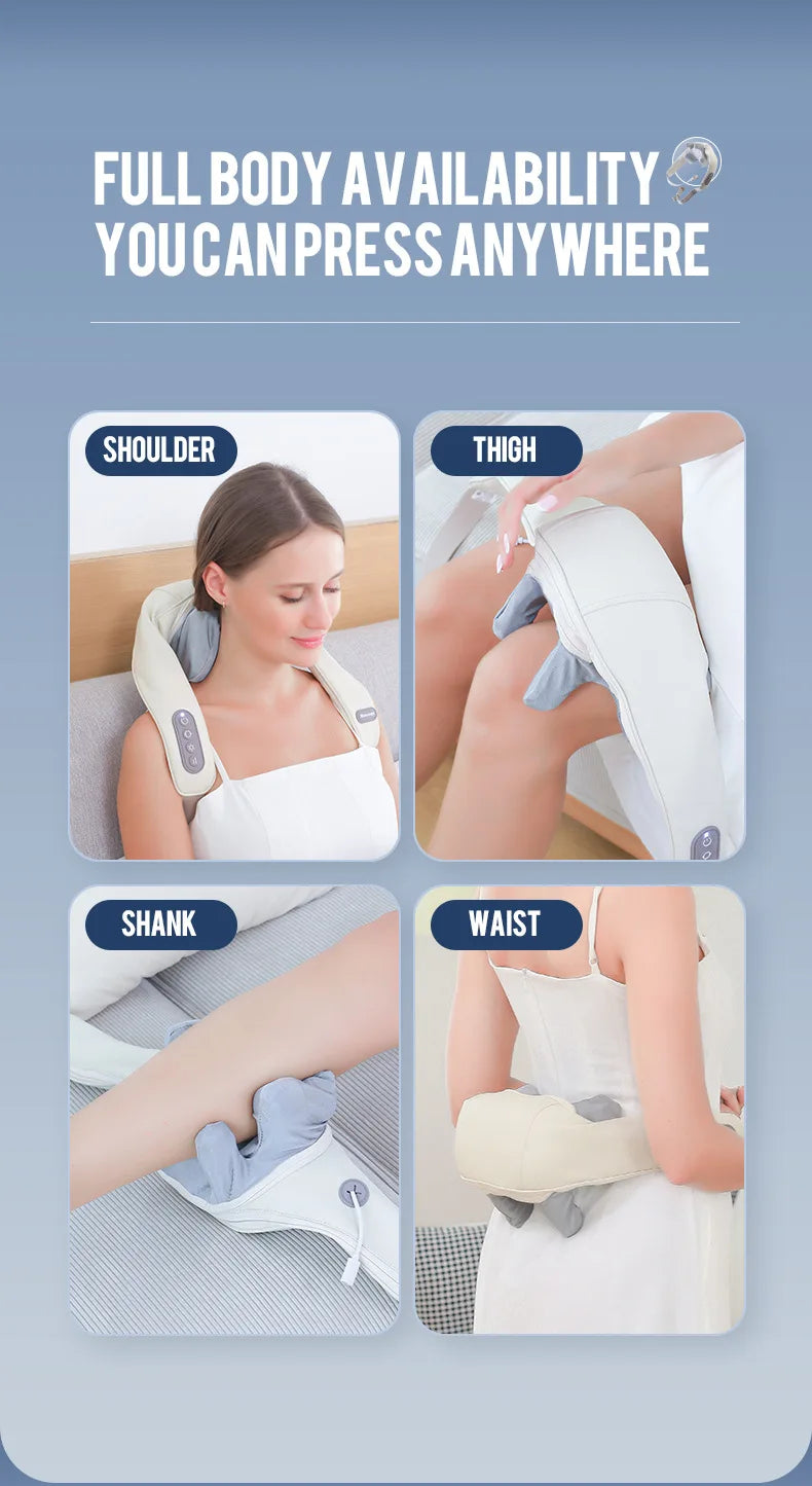 Techzzy Deep Tissue 6D Shiatsu Neck & Shoulder Massager – Heat & Cordless Design
