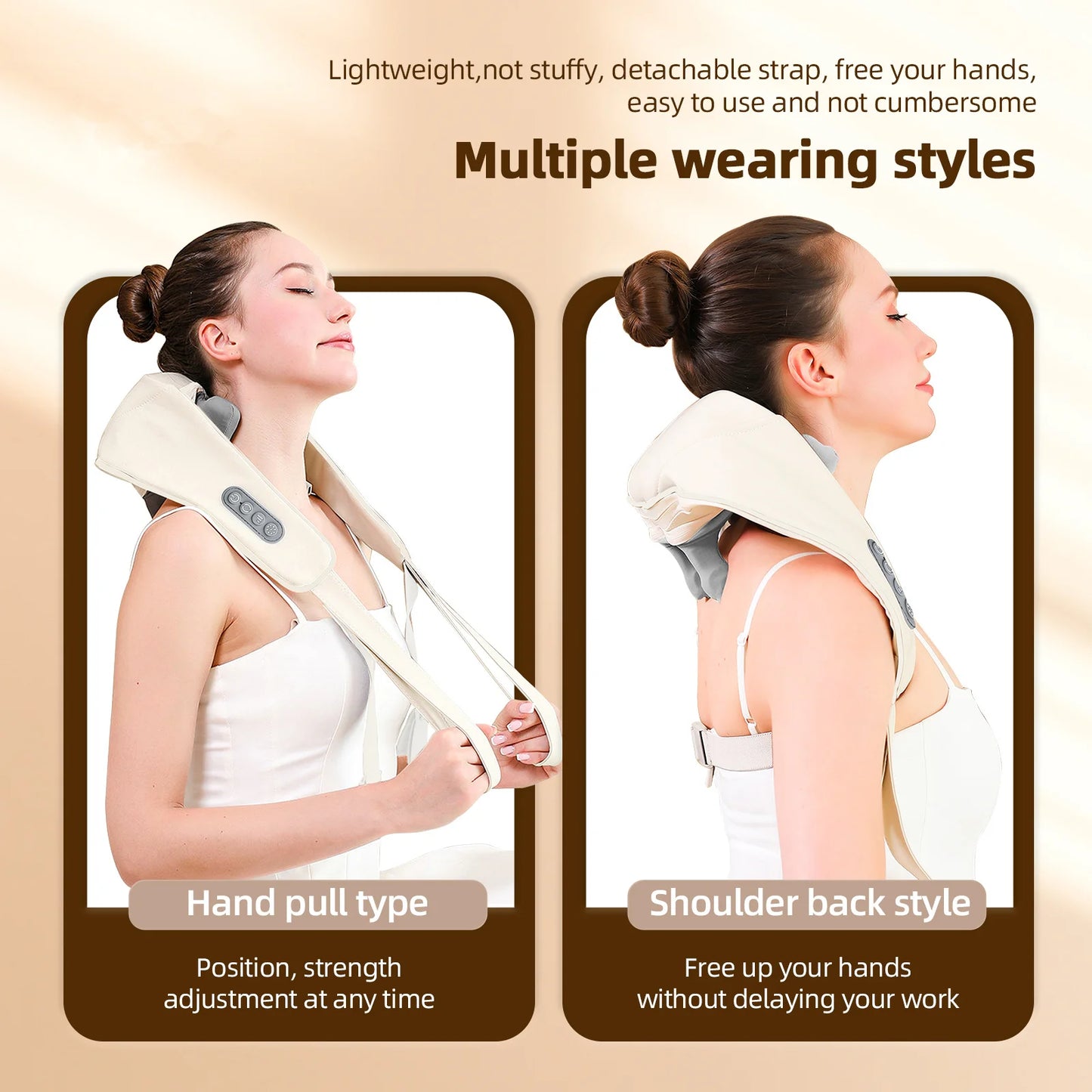 Techzzy Deep Tissue 6D Shiatsu Neck & Shoulder Massager – Heat & Cordless Design
