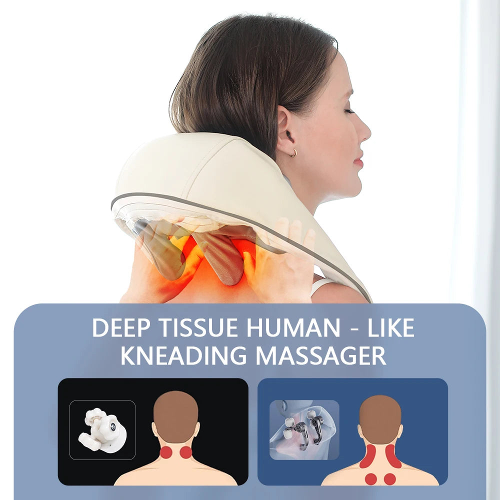 Techzzy Deep Tissue 6D Shiatsu Neck & Shoulder Massager – Heat & Cordless Design