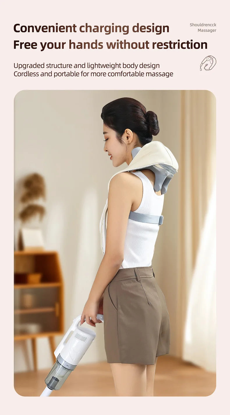 Techzzy Deep Tissue 6D Shiatsu Neck & Shoulder Massager – Heat & Cordless Design