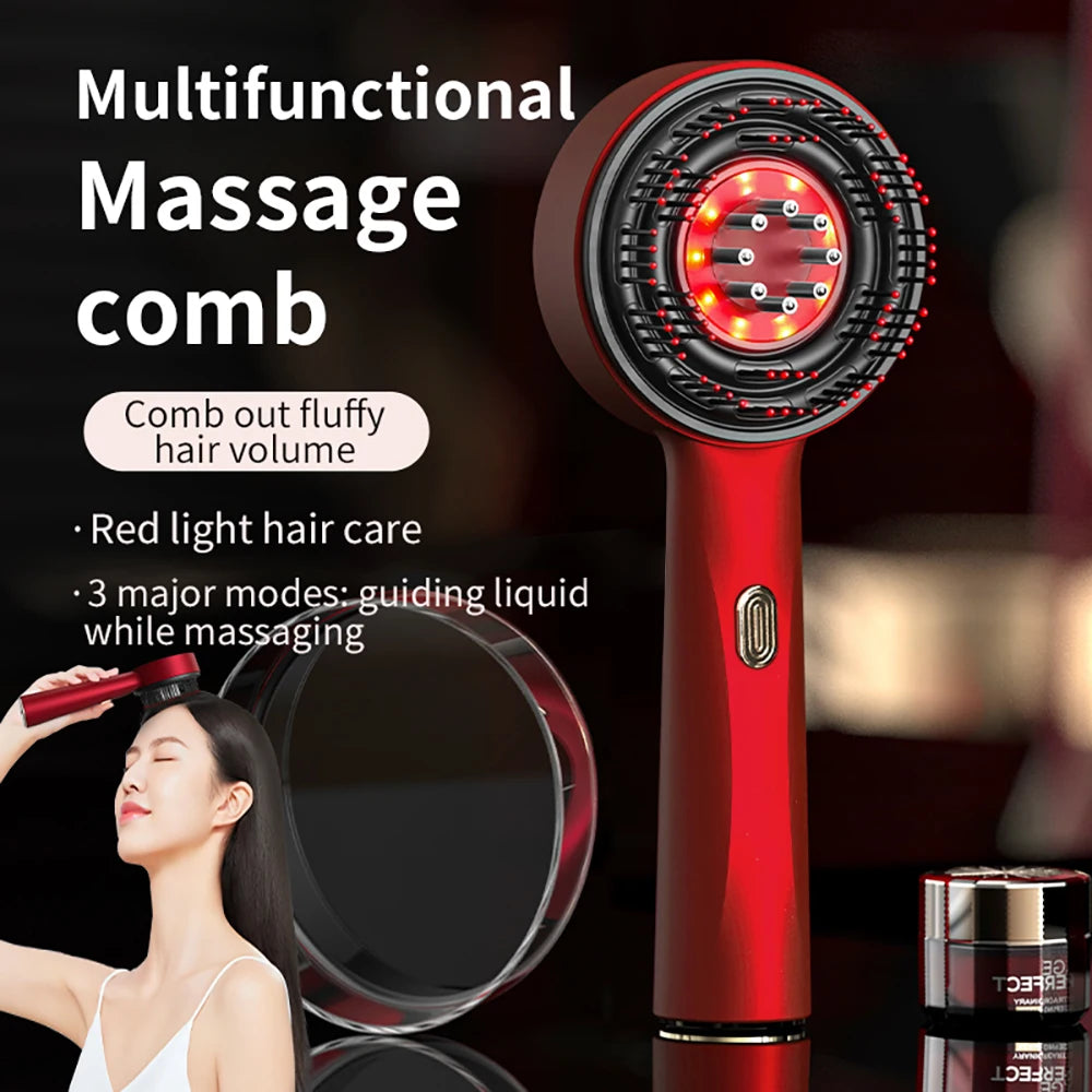 Techzzy Hair Growth Massage Comb – Electric Scalp Massager with Vibration & Red Light Therapy
