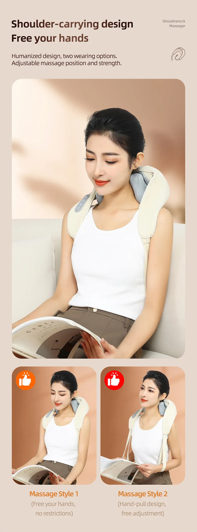 Techzzy Deep Tissue 6D Shiatsu Neck & Shoulder Massager – Heat & Cordless Design