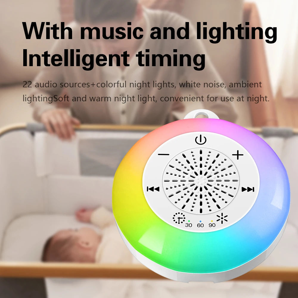 Techzzy Baby Sleep White Noise Machine – USB Rechargeable Sound Player with Timer & Night Light
