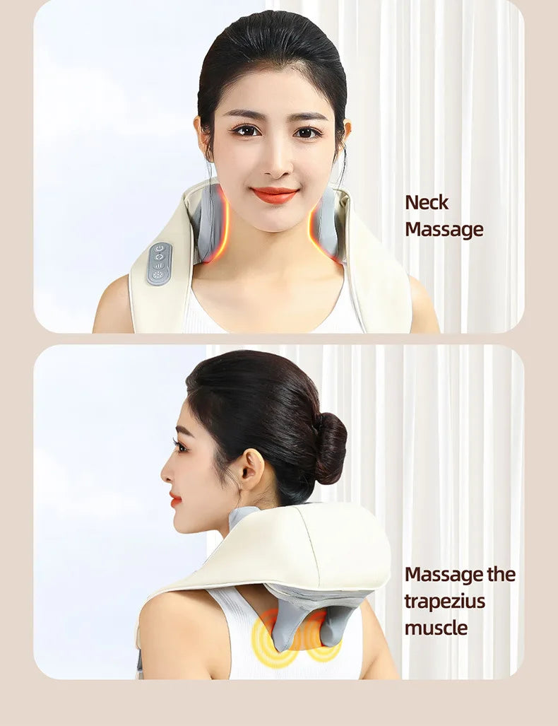 Techzzy Deep Tissue 6D Shiatsu Neck & Shoulder Massager – Heat & Cordless Design