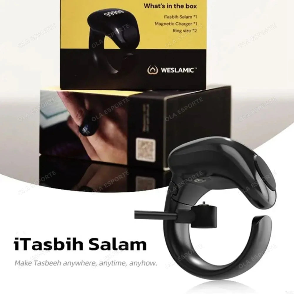 Techzzy Smart Tasbeeh Zikr Ring | Digital Islamic Prayer Counter, Waterproof, Rechargeable, Muslim Dhikr Reminder