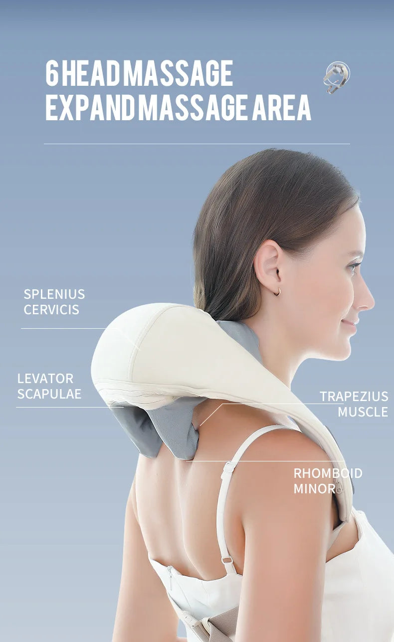 Techzzy Deep Tissue 6D Shiatsu Neck & Shoulder Massager – Heat & Cordless Design