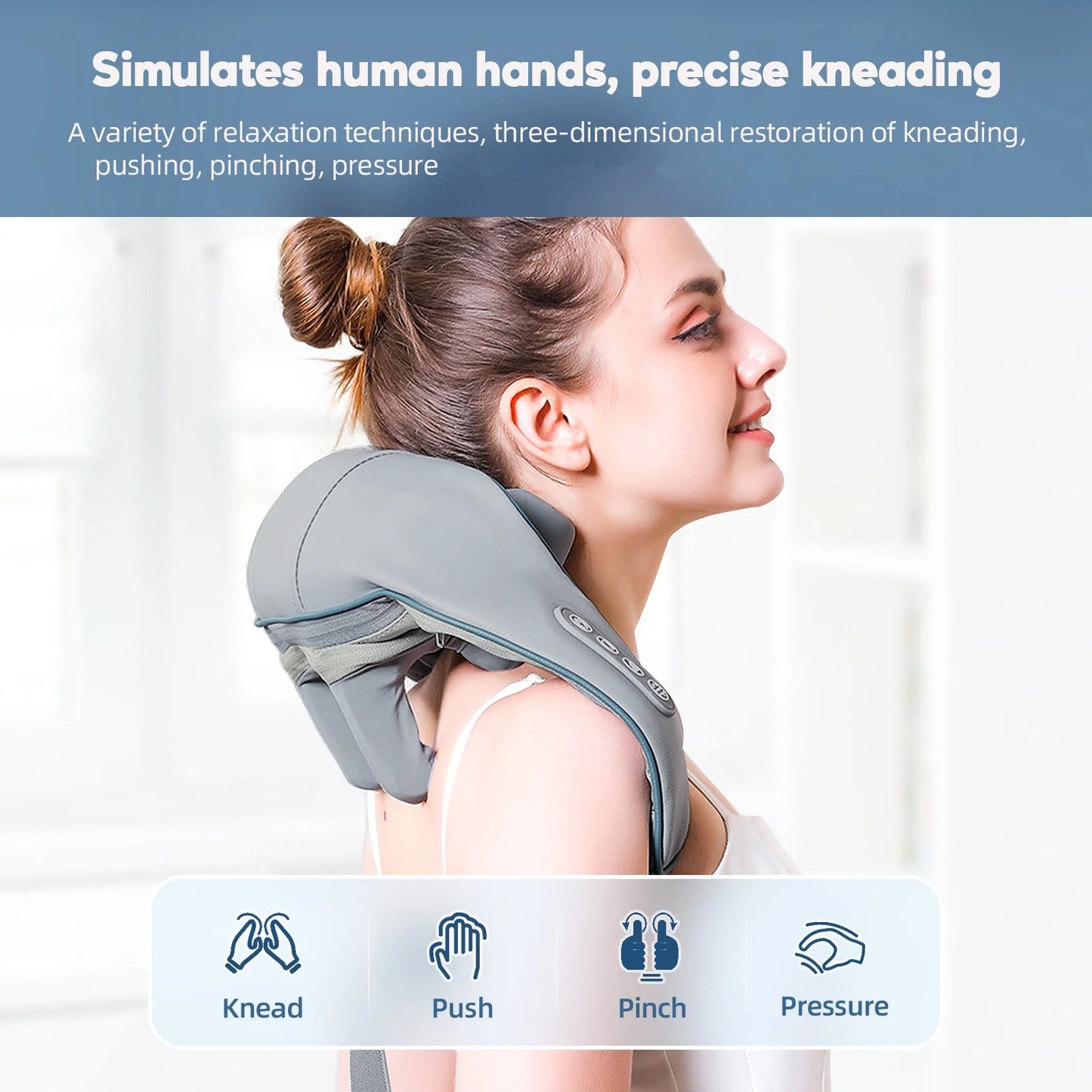 Techzzy Deep Tissue 6D Shiatsu Neck & Shoulder Massager – Heat & Cordless Design