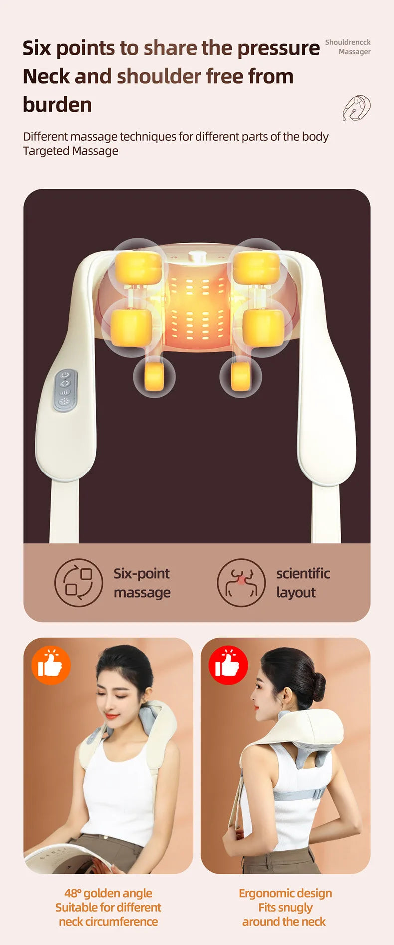 Techzzy Deep Tissue 6D Shiatsu Neck & Shoulder Massager – Heat & Cordless Design
