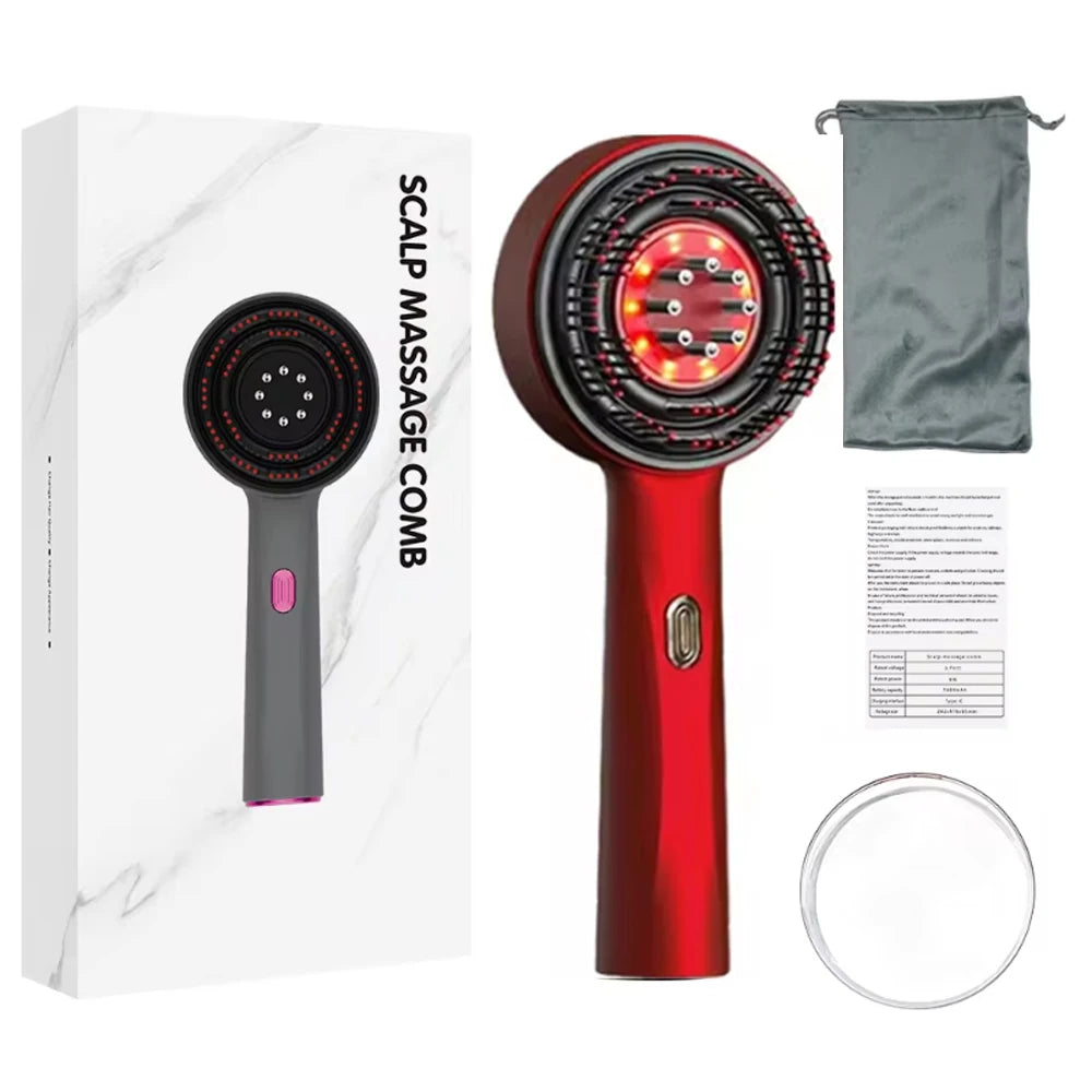 Techzzy Hair Growth Massage Comb – Electric Scalp Massager with Vibration & Red Light Therapy