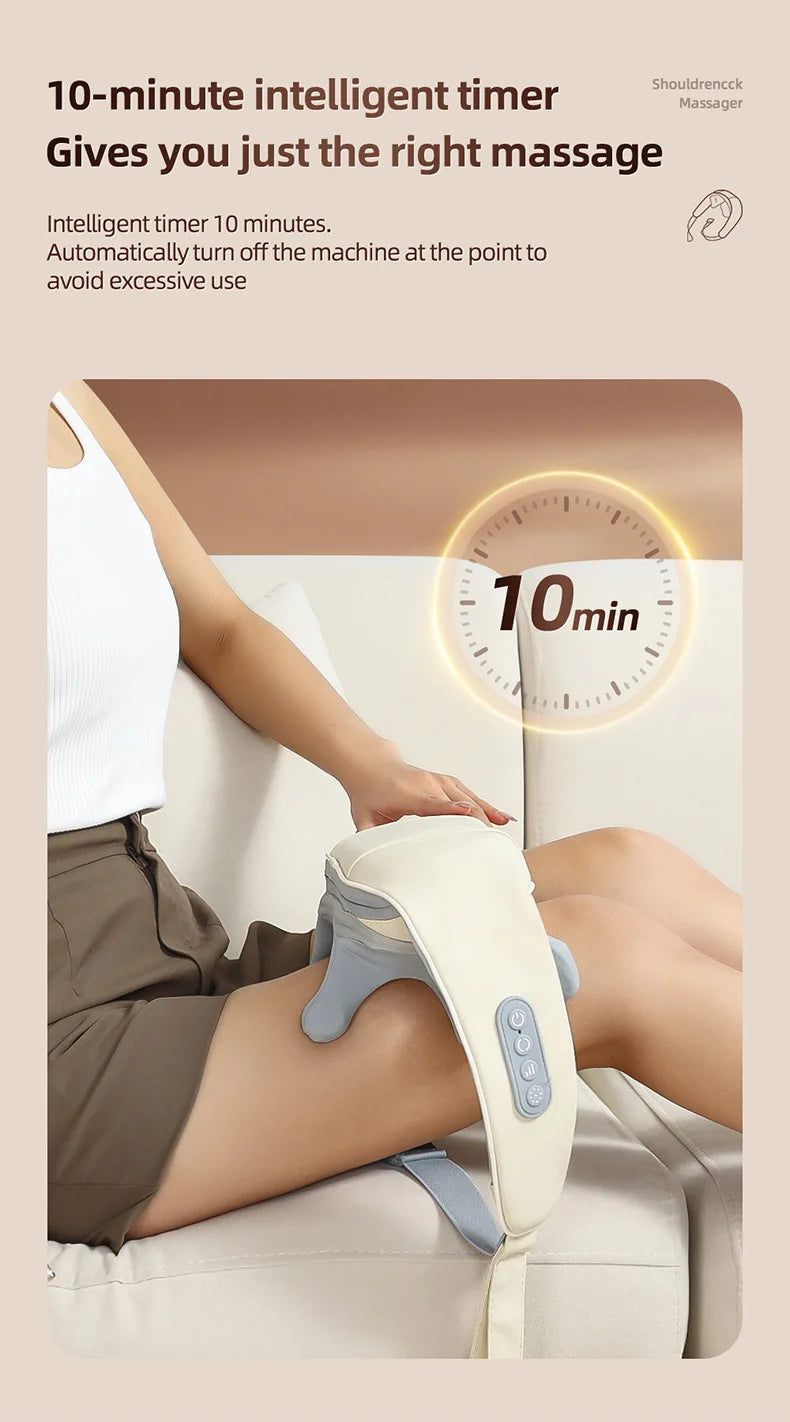Techzzy Deep Tissue 6D Shiatsu Neck & Shoulder Massager – Heat & Cordless Design