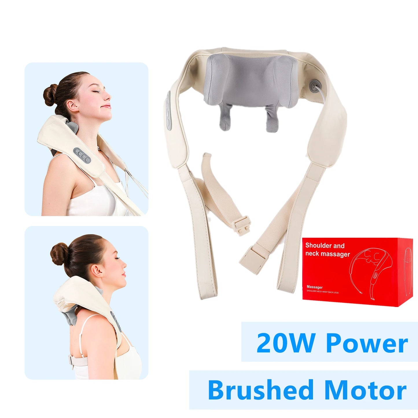 Techzzy Deep Tissue 6D Shiatsu Neck & Shoulder Massager – Heat & Cordless Design