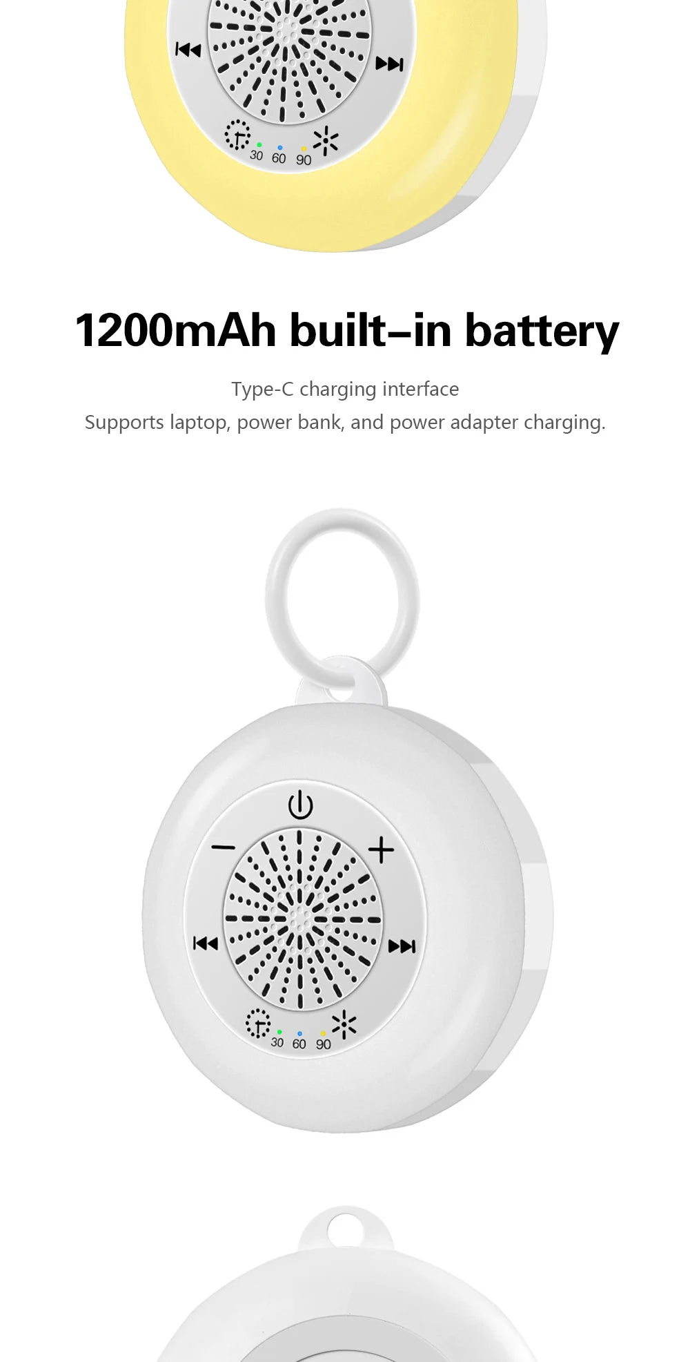 Techzzy Baby Sleep White Noise Machine – USB Rechargeable Sound Player with Timer & Night Light