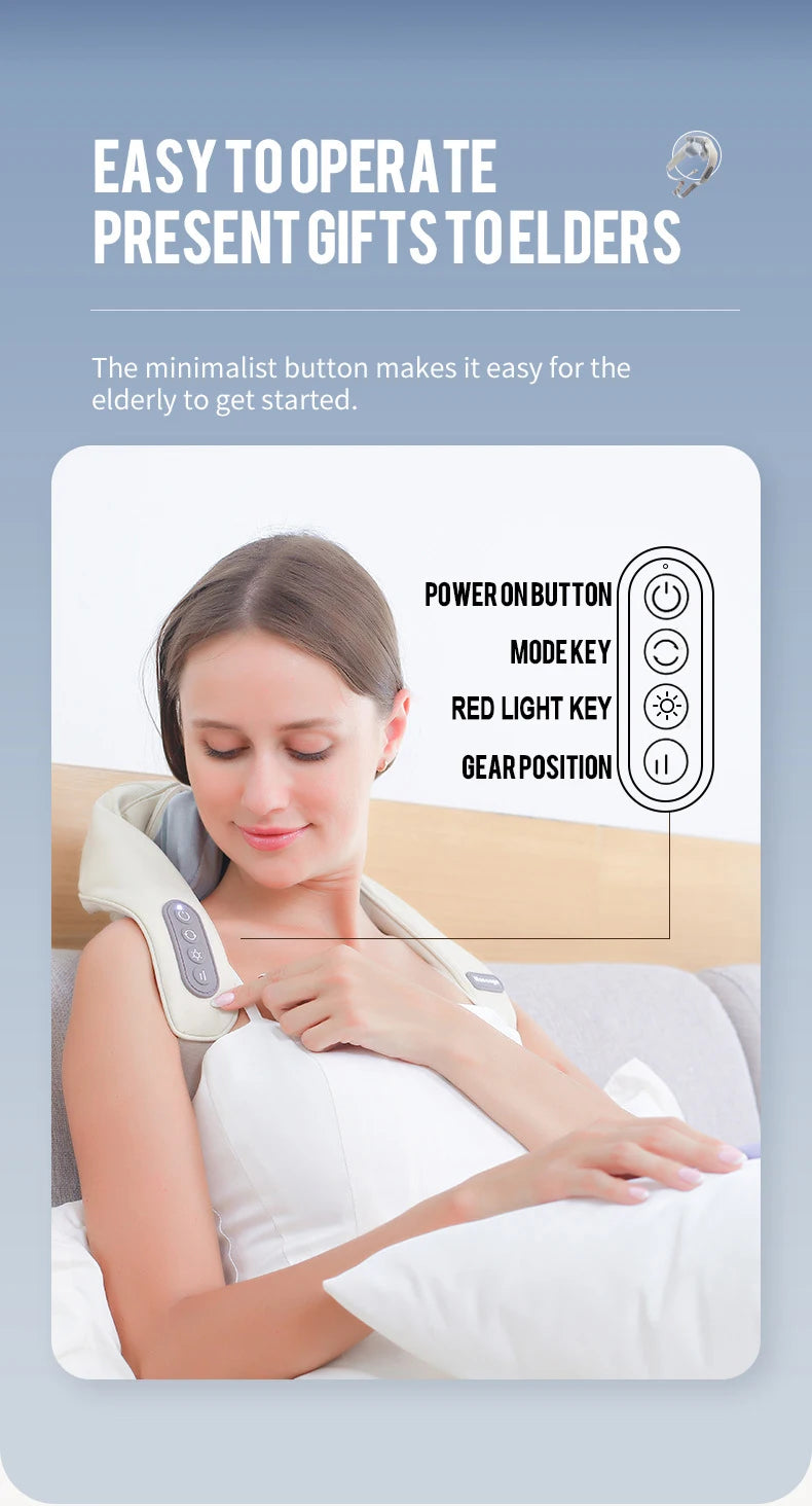 Techzzy Deep Tissue 6D Shiatsu Neck & Shoulder Massager – Heat & Cordless Design