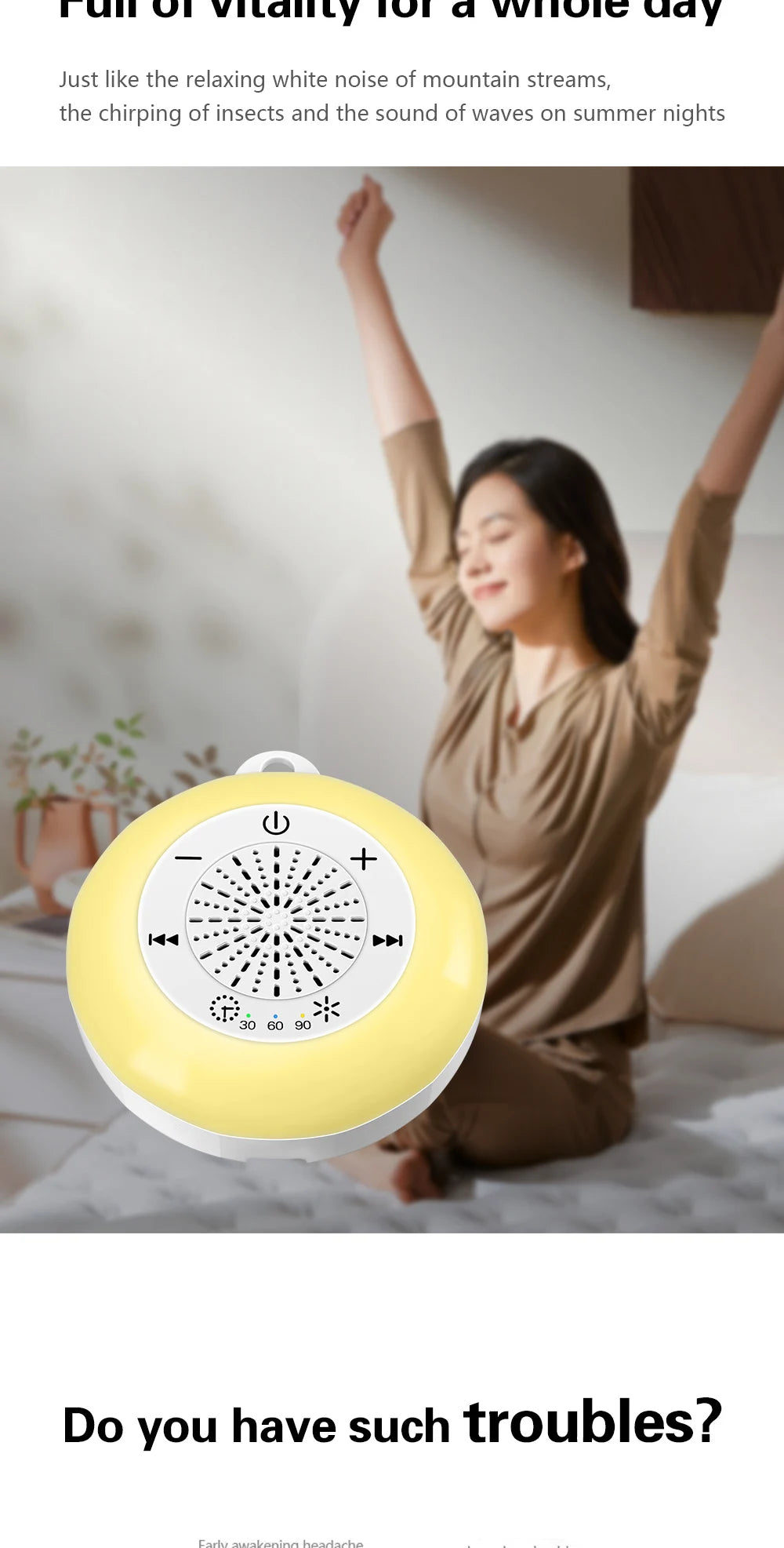 Techzzy Baby Sleep White Noise Machine – USB Rechargeable Sound Player with Timer & Night Light