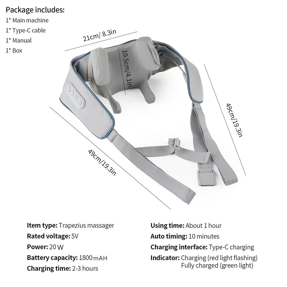 Techzzy Deep Tissue 6D Shiatsu Neck & Shoulder Massager – Heat & Cordless Design