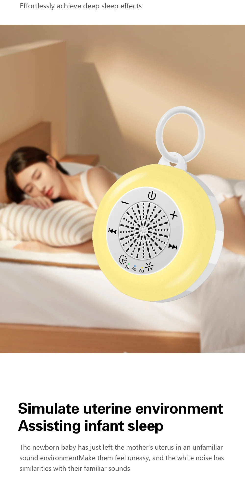 Techzzy Baby Sleep White Noise Machine – USB Rechargeable Sound Player with Timer & Night Light