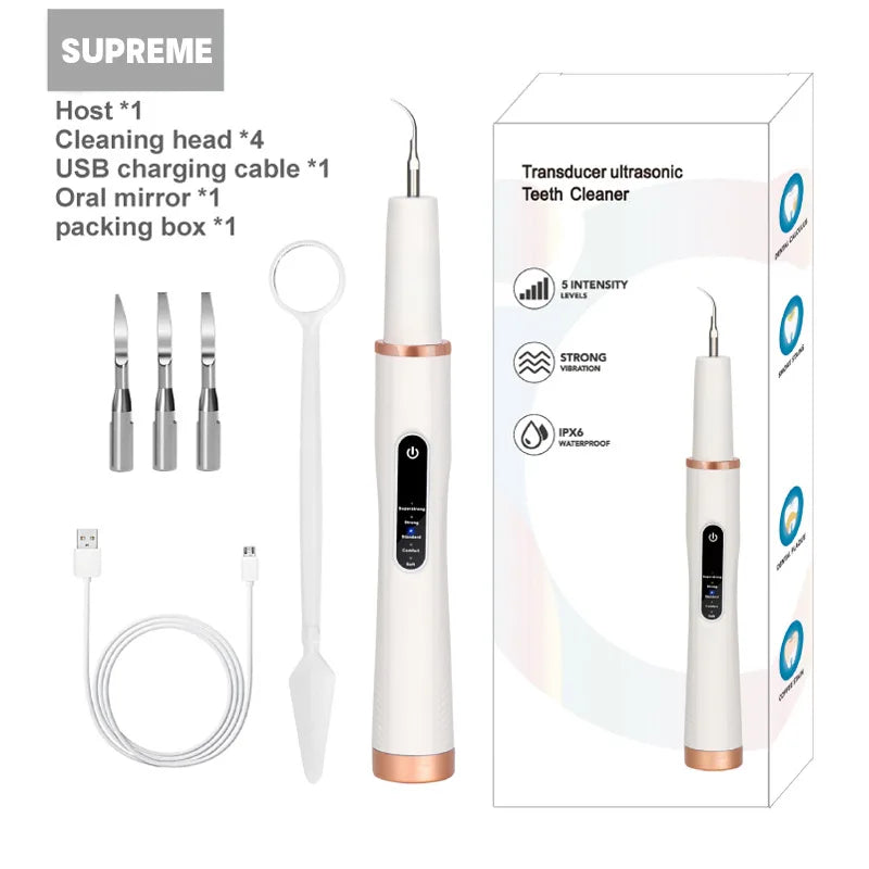Dental Scaler Ultrasonic Tooth Cleaner Stone Removal Electric Sonic Plaque Remover for Teeth Stain Tartar Calculus Whitening