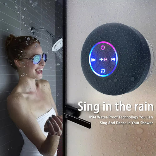 Techzzy Mini Wireless Bluetooth Speaker – Waterproof IPX4 LED Stereo for Outdoor & Bathroom Use
