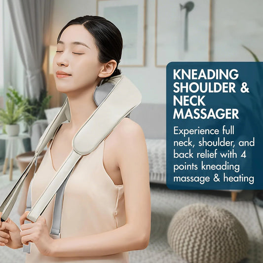 Techzzy Deep Tissue 6D Shiatsu Neck & Shoulder Massager – Heat & Cordless Design