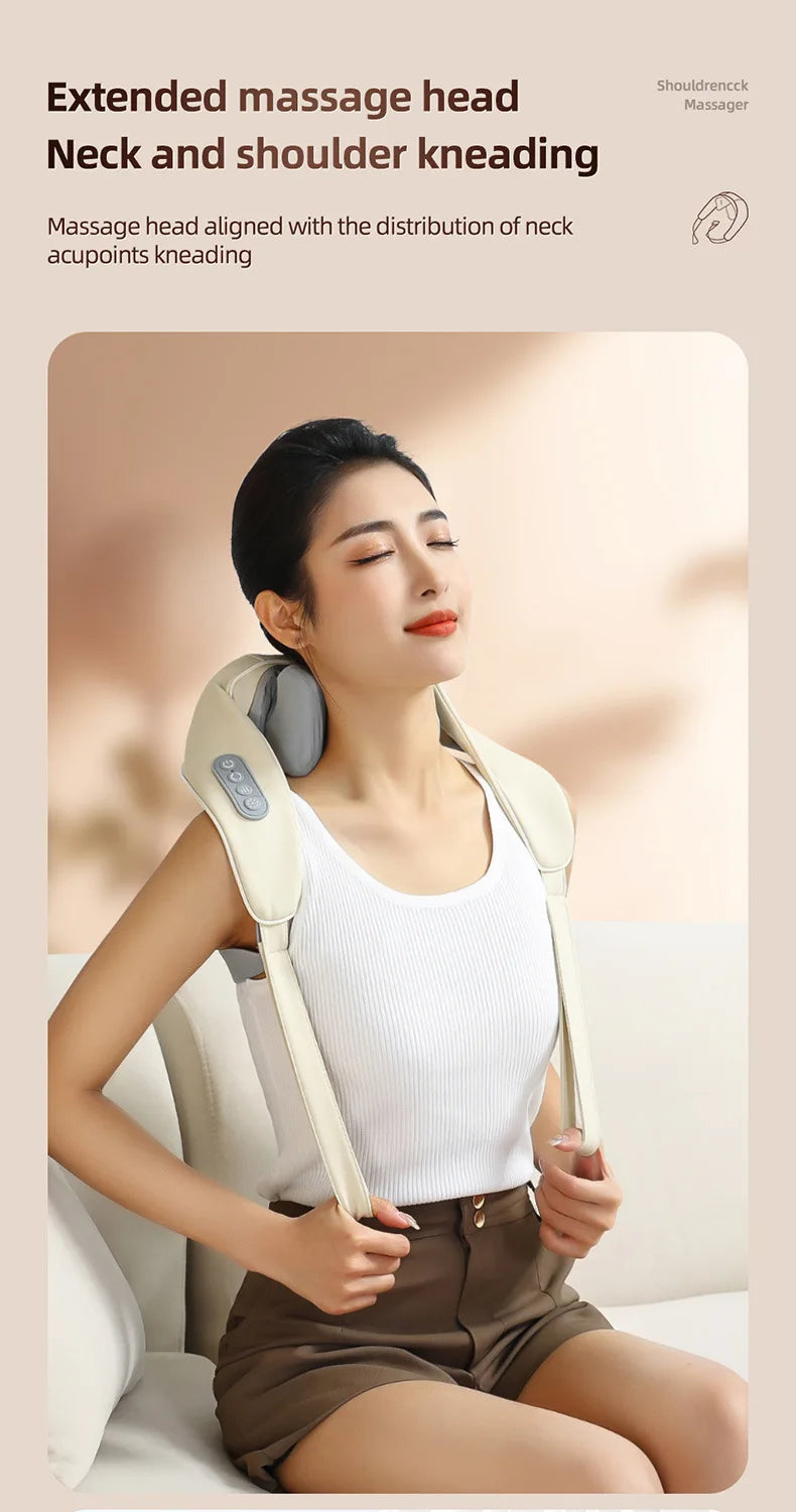 Techzzy Deep Tissue 6D Shiatsu Neck & Shoulder Massager – Heat & Cordless Design