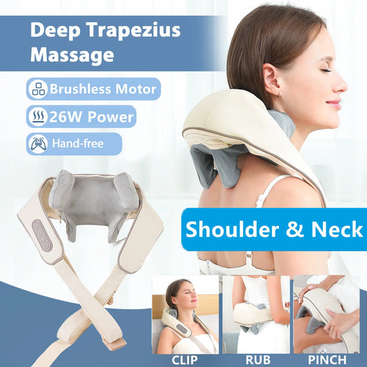 Techzzy Deep Tissue 6D Shiatsu Neck & Shoulder Massager – Heat & Cordless Design