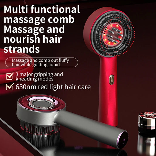 Techzzy Hair Growth Massage Comb – Electric Scalp Massager with Vibration & Red Light Therapy