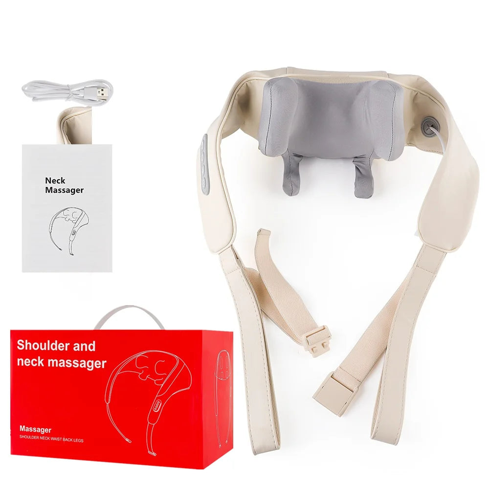 Techzzy Deep Tissue 6D Shiatsu Neck & Shoulder Massager – Heat & Cordless Design